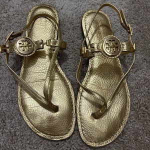Tory Burch Ali Gold Thong Sandals